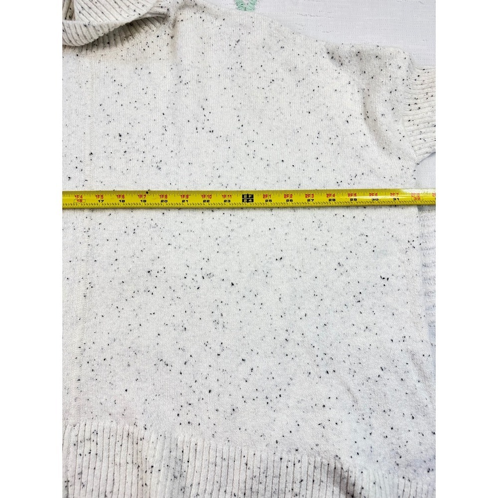 LOFT Petite Cream Speckled Knit Turtleneck Poncho Style Sweater Top - Picture 4 of 7